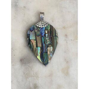NEW Abalone Shell Mosaic Pendant with Silver Bail